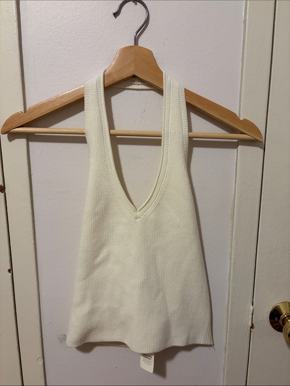aerie Cream Ribbed V-Neck Tank Top